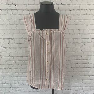 Women’s M EYESHADOW Ivory Red Striped Cami Top